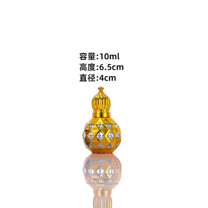 新しい中東電気メッキホットスタンピングパターンエッセンシャルオイルローラーボールガラスボトルポータブル旅行ホットスタンピング香水空ボトル|undefined