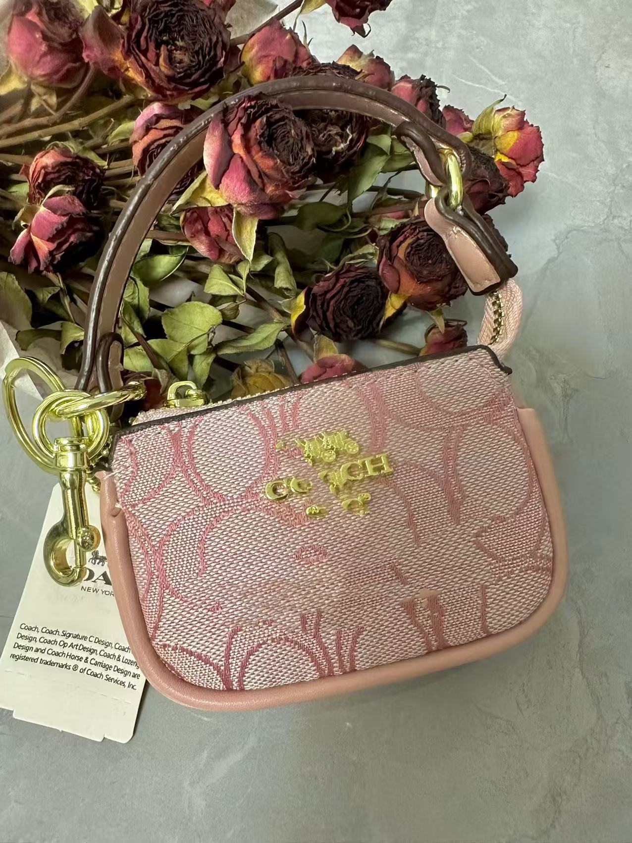 C Home Card Bag Ladies Llavero Monedero 2025 Nuevo estilo Kou Home Foreign Trade Retro Impreso Bolsa de identificación Colgante