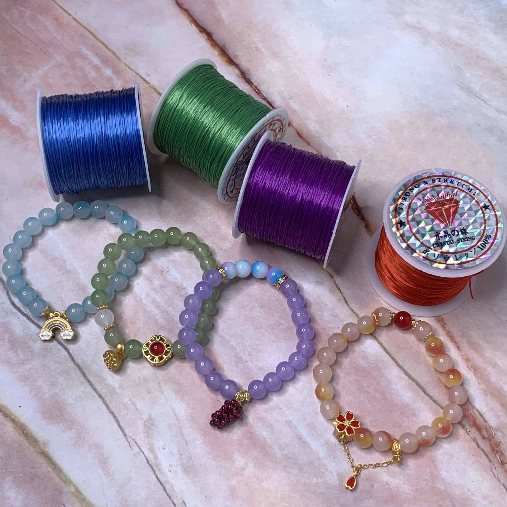 Cordón de pulsera de alta calidad de alambre plano elástico, cordón de cuentas resistente al desgaste, cordón de juego de alta elasticidad, cordón especial para pulsera