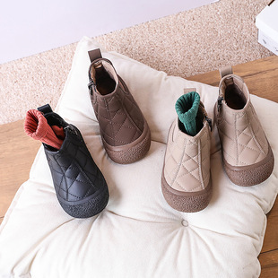 Children's fleece-lined Warm Martin Boots Autumn and Winter New Girls Princess Boots Korean Style Baby Short Boots Snow Cotton Boots