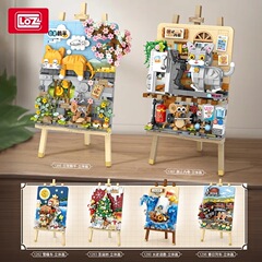 LOZ1296 春の列車 1386 日常横たわる立体絵画小粒子組み立てビルディングブロック男の子のおもちゃギフト