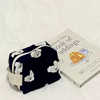 Новая Южная Корея ins Style Простая косметичка Милая собака Сумка для тофу Черно-белая сумка для туалетных принадлежностей Сумка для хранения большой емкости