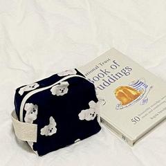 新款韓國ins風簡約化妝包可愛狗狗豆腐包黑白洗漱包大容量收納包