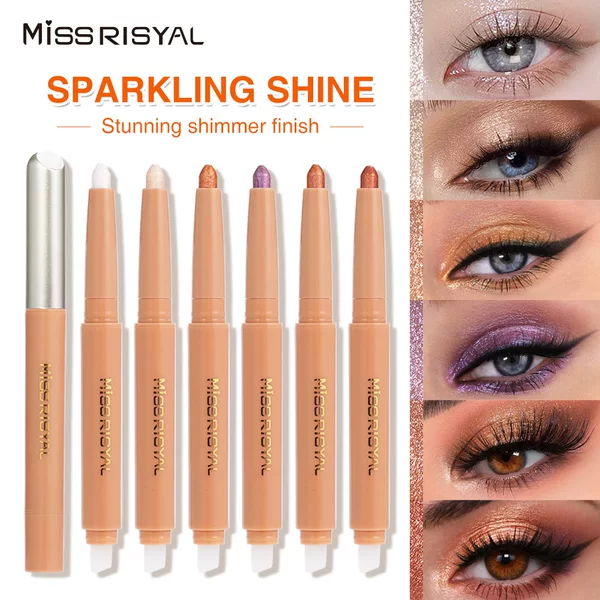 Pearlescent shimmer dual-ended eyeshadow stick, highlighter, under-eye shadow pen, one-stroke application, multi-use, cross-border makeup