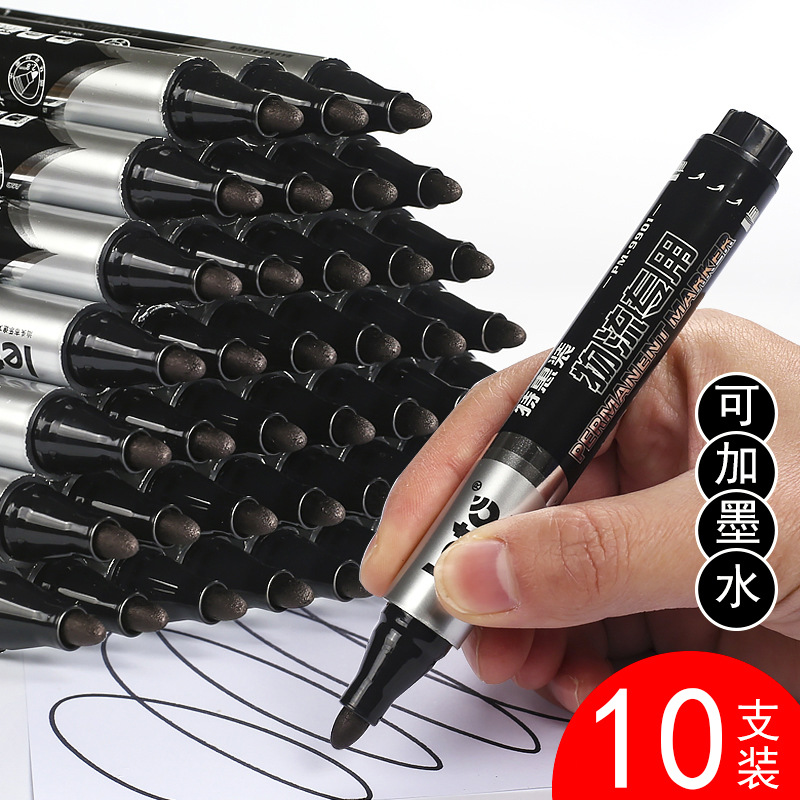 Lotto oil-based marker pen rechargeable ink large-head pen oil-based waterproof non-fading express logistics special pen black wholesale