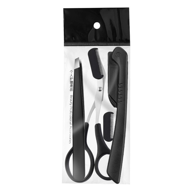 Eyebrow Trimming Kit, multi-piece grooming set with anti-scratch trimmer & precision tweezers
