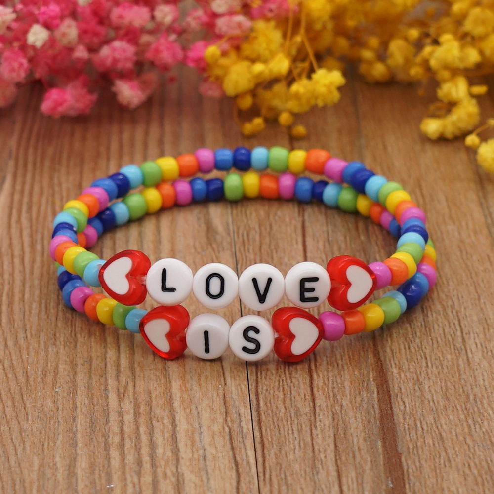 Letter Simple Elastic Color Rice Bead Bracelet Wholesale Jewelry Nihaojewelry display picture 1