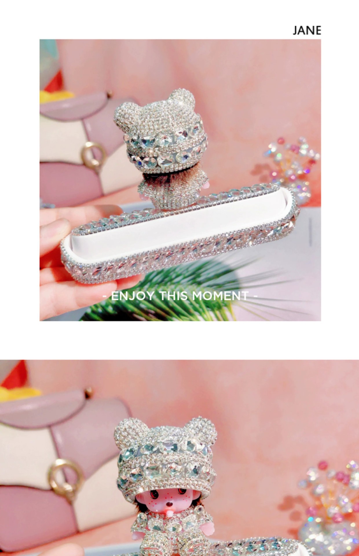 Car temporary parking number plate, car parking sign ornament, diamond-encrusted, popular style for girls