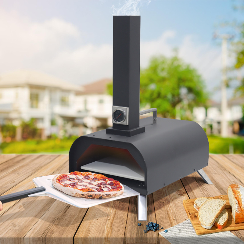 Horno de pizza de pellets de madera de Amazon transfronterizo Termómetro incorporado de 11 pulgadas Horno de pizza de barbacoa al aire libre portátil