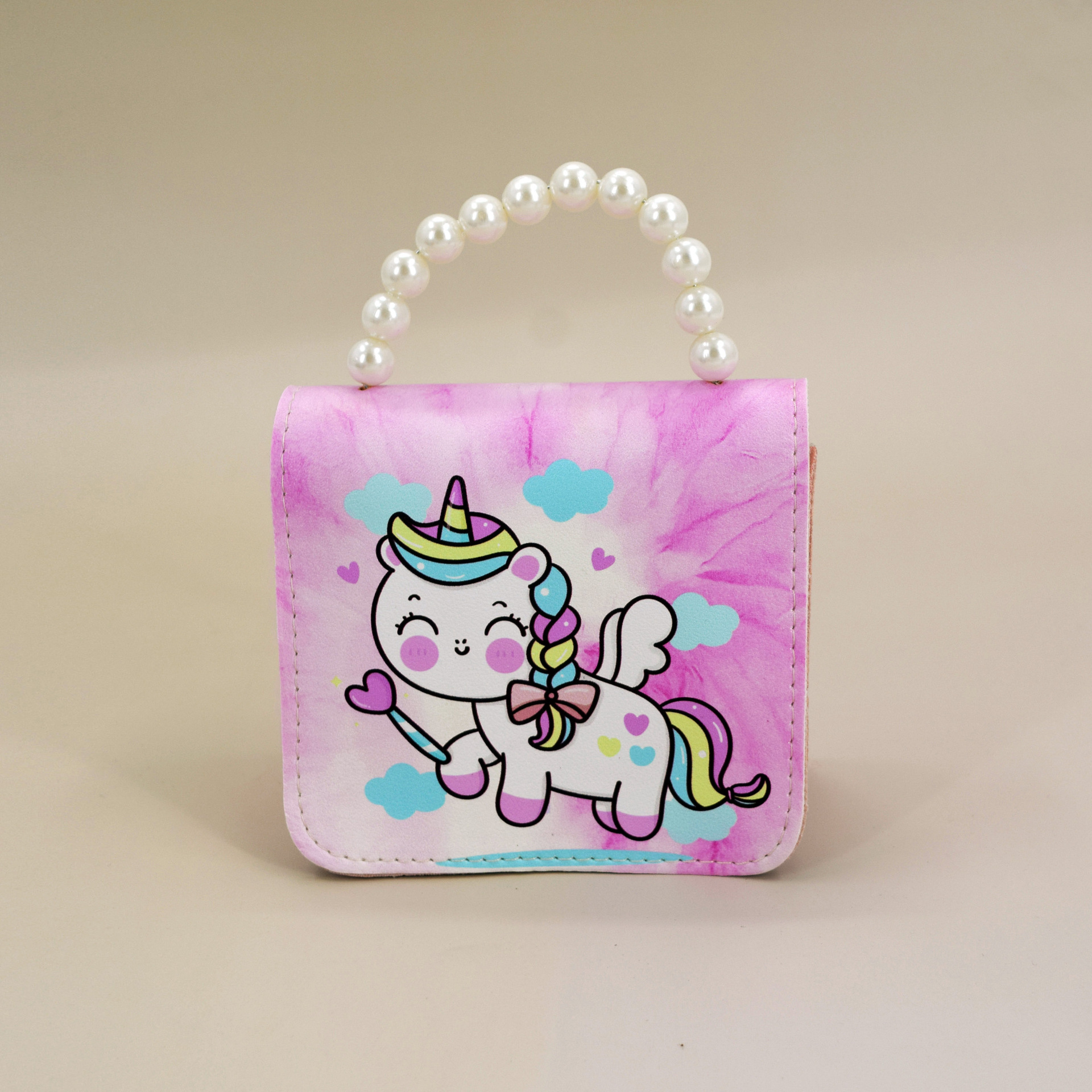 Women's Small Pu Leather Unicorn Cute Beading Square Flip Cover Coin Purse display picture 4
