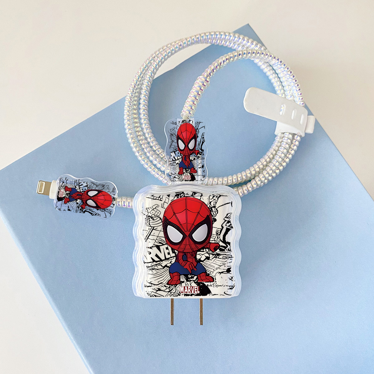 Apple 20w-YT1018 닌자 스파이더-오버레이 헤드기어+웨이브 라인 클립+1m 레이저 화이트 로프+화이트 스트랩