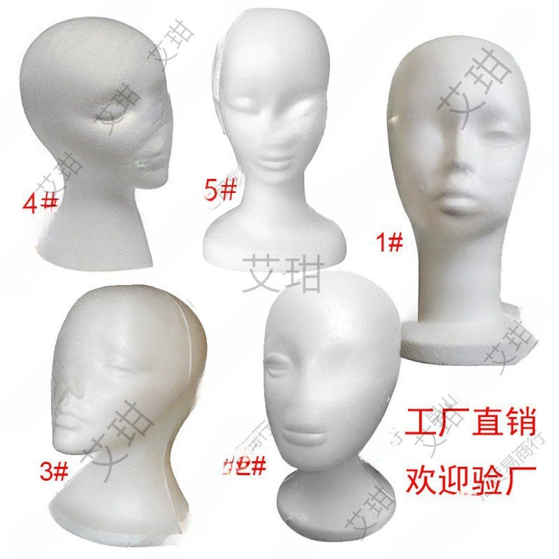 Human head for men and women from foam, stand, mannequin head, wig