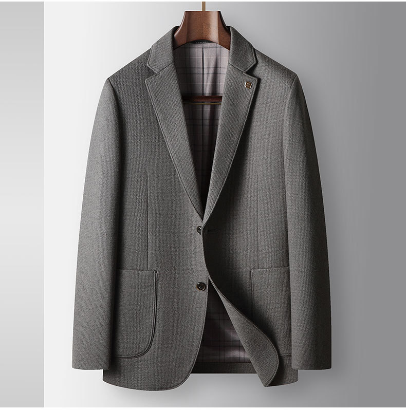 Erkek Giyim takım elbise sonbahar ve kış hafif lüks yün iş bekar batı orta yaşlı ve genç insanlar düz renk günlük takım elbise ceket trendi_voghion.com