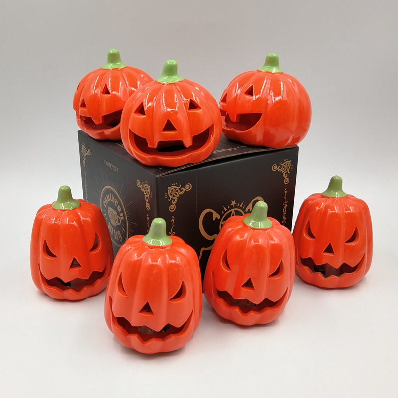 Halloween lámpara de calabaza cerámica fantasma calabaza calavera piezas colgantes creativas hueco decoración calabaza festival de cosecha