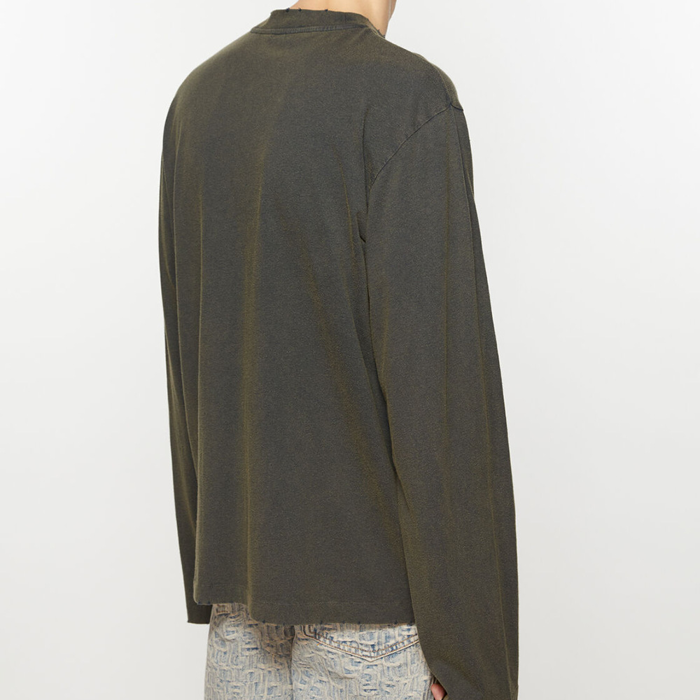 Alta versión de la marca de marea AC agua de lavado hace cuero viejo bordado LOGO de manga larga pareja relajada hombre y mujer casual