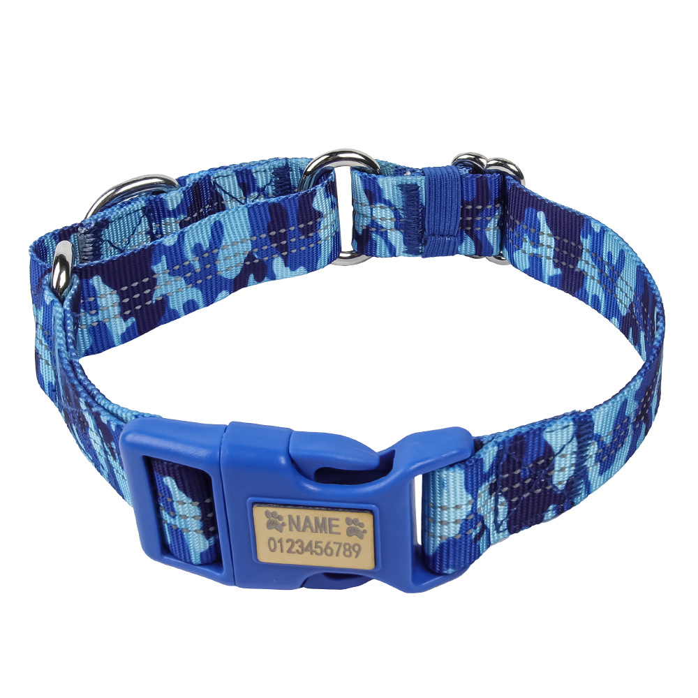 Transfronterizos collar de perro Amazon Martingale anillo de collar a prueba de explosiones inscripción noche reflectante anti-perdida collar de mascotas