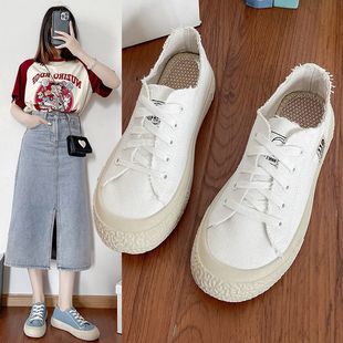 Z2024 New Popular Breathable Canvas Shoes Student Literary Style Casual Versatile Shoes Trbottomyy Sneakers Soft Sole Women's Singles