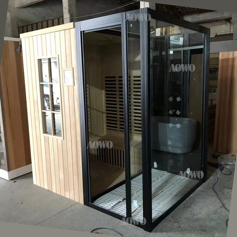 Ducha húmeda y seca sala de combinación sauna integrado de doble uso multifuncional luz onda sala de ducha saunaroom