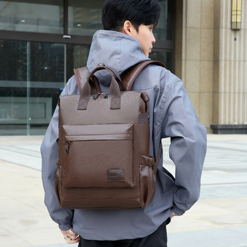 Mayorista 2025 nueva mochila de cuero suave simple mochila de viaje de negocios mochila de computadora de gran capacidad mochila de viaje