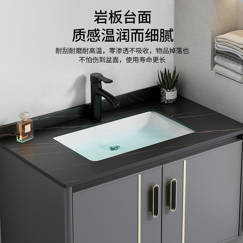 Espacio transfronterizo combinación de gabinete de baño de aleación de aluminio lavabo de esquina redonda lavabo lavabo hotel cerámica piscina de tocador integrada