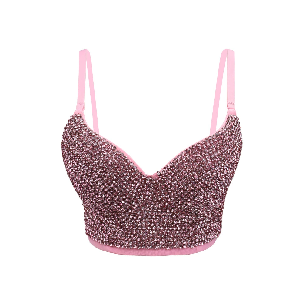 Sling Bralette (Lu Qiu) Embellished with Rhinestones & Beads, Colors, Sizes 34B–40C