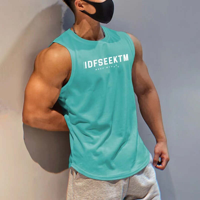 Muscle Fitness Quick-Drying Vest Moisture-Wicking Mesh Training Basketball Breathable Sports Trendy Ins Sleeveless T-Shirt for Men