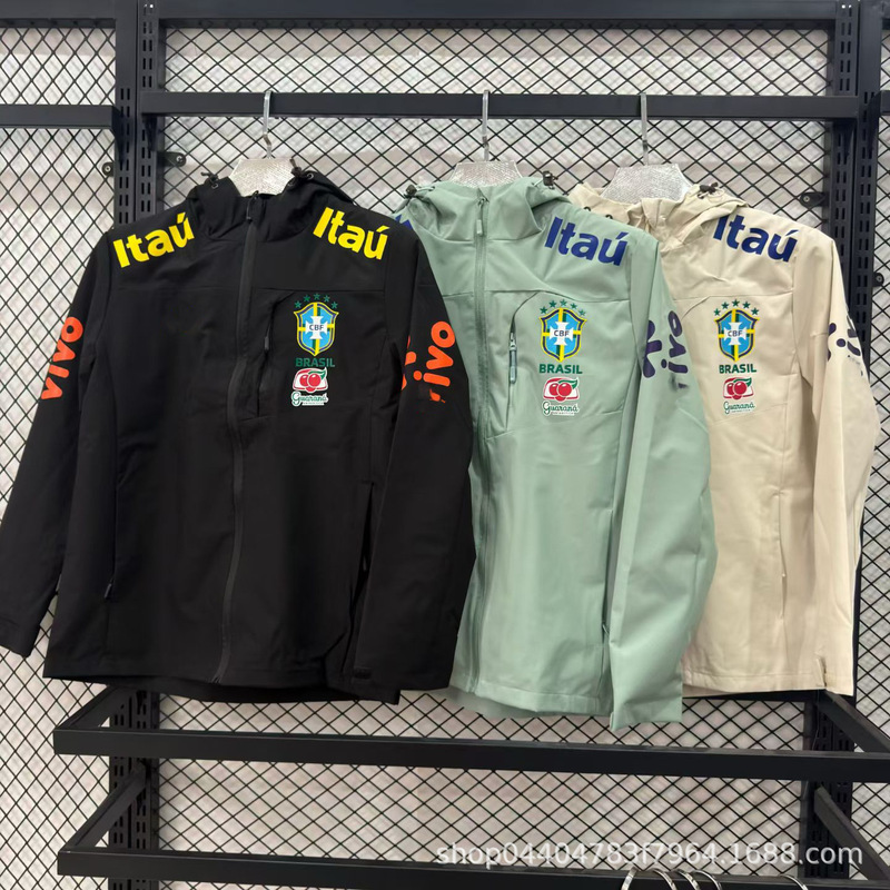 Football Brazil Neymar Same Style Hooded Long-Sleeve Jacket Training Windbreaker Warm Thin Windproof Jacket Football Brazil Neymar Same Style Hooded Long-Sleeve Jacket Training Windbreaker Warm Thin Windproof Jacket