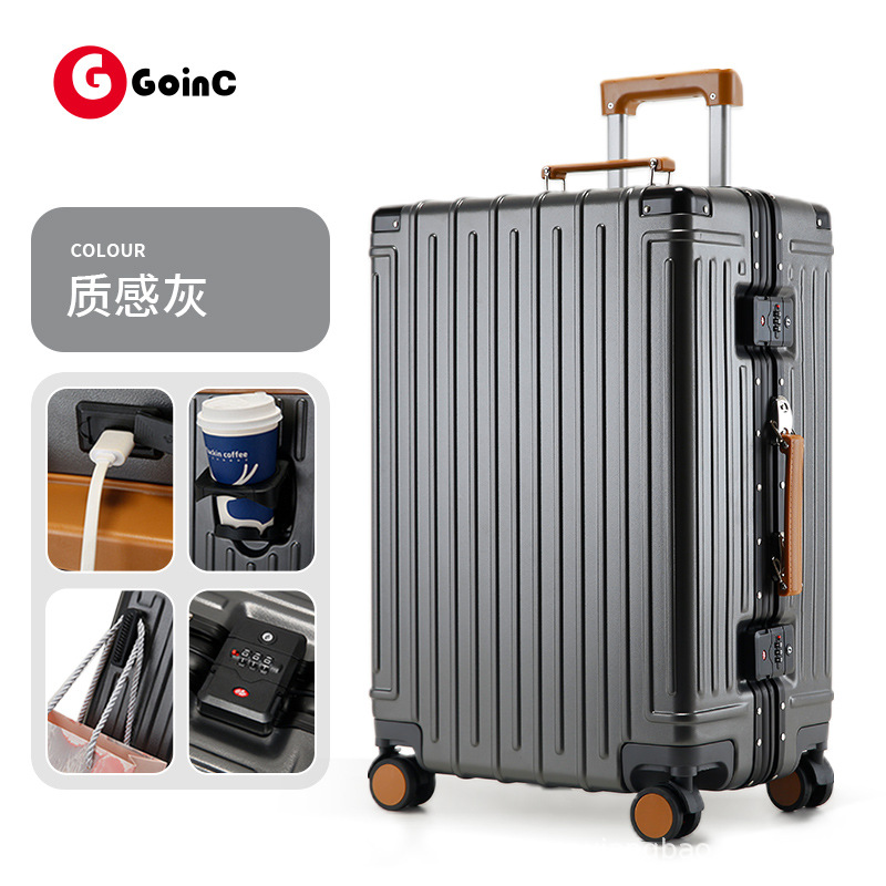 2025 nueva maleta multifuncional de color de contraste para mujer, maleta de embarque de 20 pulgadas, maleta de alto valor de 24 pulgadas para hombre
