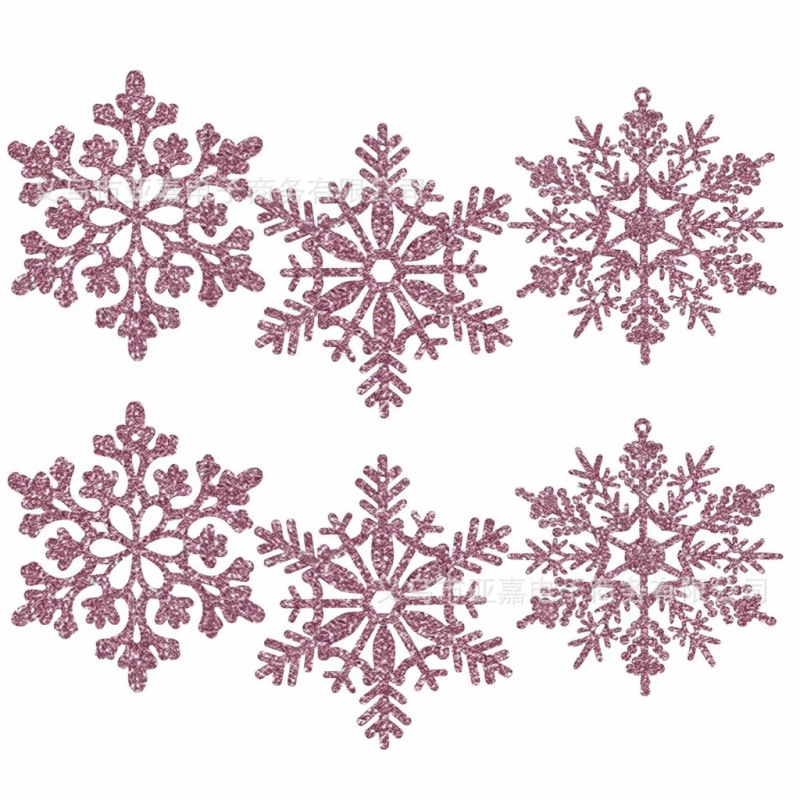 圣诞节仿真圣诞树雪花挂件闪粉装饰配件 场地布置圣诞立体雪花片|undefined