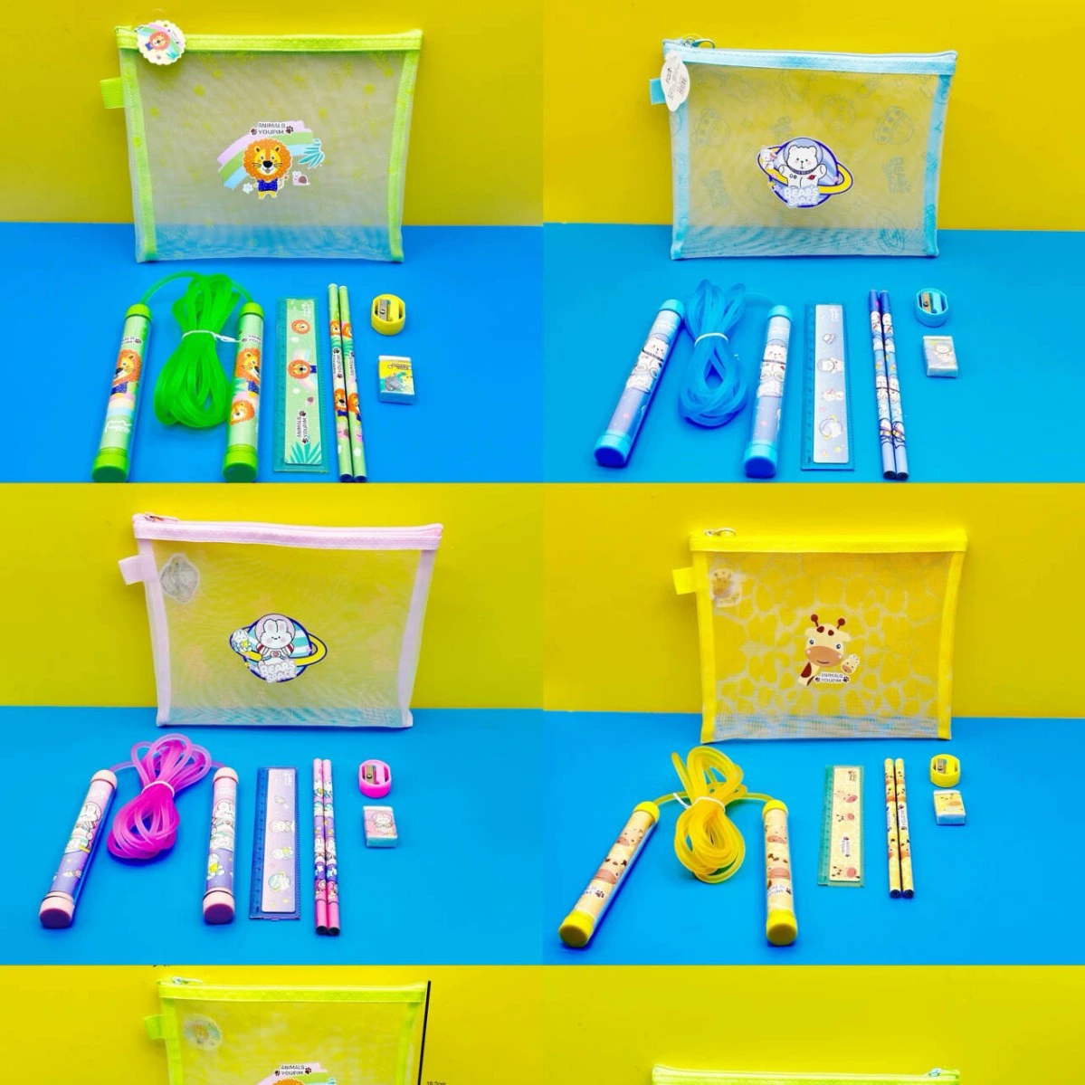 9939 мультяшная сетчатая сумка для скакалки обучение набор канцелярских товаров