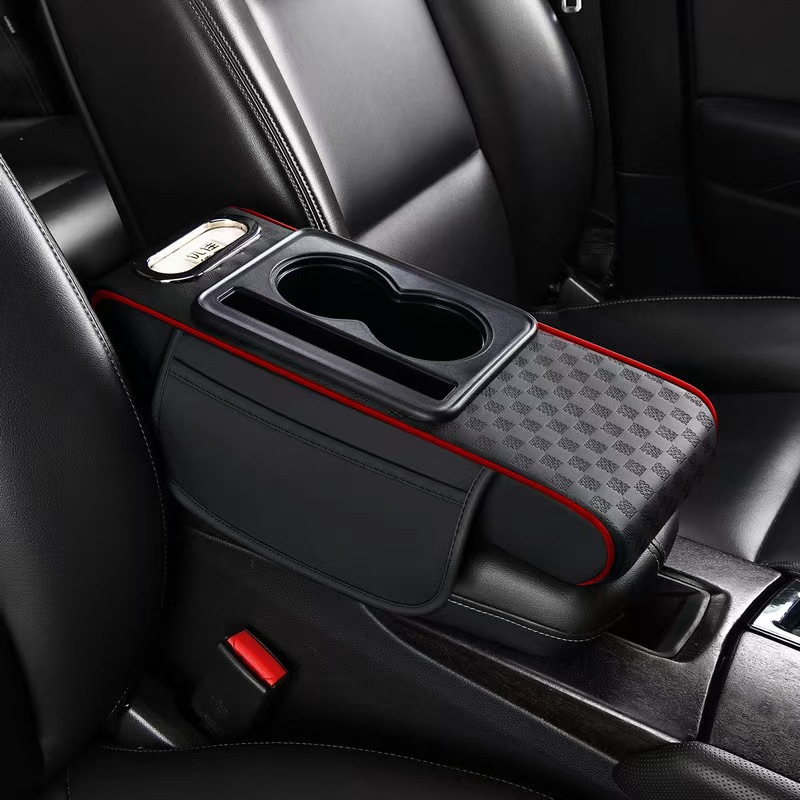 New Model of Armrest Pad with Cup Holder and Tissue Box, Fully Functional Four-In-One Armrest Pad, Car Armrest Box Pad