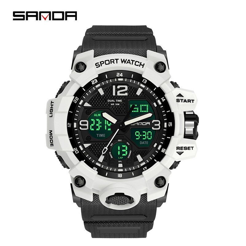 Sanda nuevo 6030 moda hombres estudiante juventud reloj electrónico impermeable multifuncional reloj al por mayor