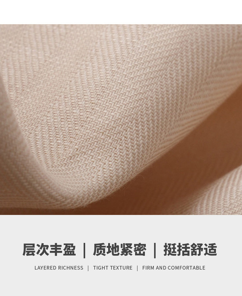 Áo khoác ngắn nữ pha Tencel và linen cổ polo tay dài chiết eo tôn dáng — Màu be chi tiết 4