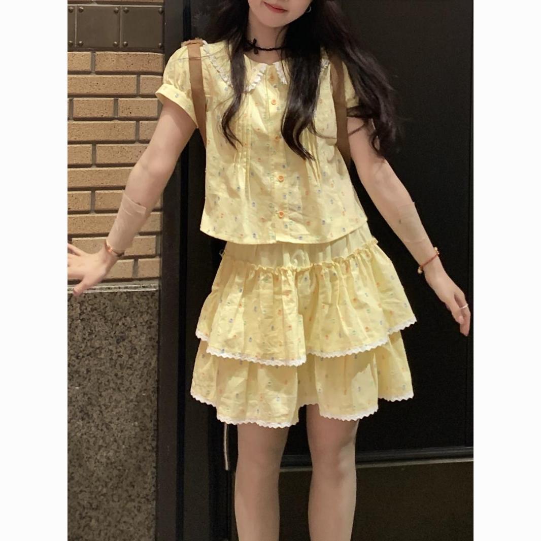 森系超仙甜美小仙女系可爱少女初恋感夏季新款波点套装