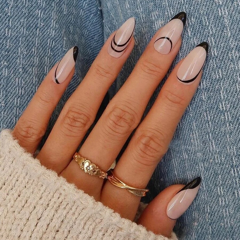 Black line almond armour water drop nail nail patch European and American foreign trade wearable armour removable nail Black line almond armour water drop nail nail patch European and American foreign trade wearable armour removable nail