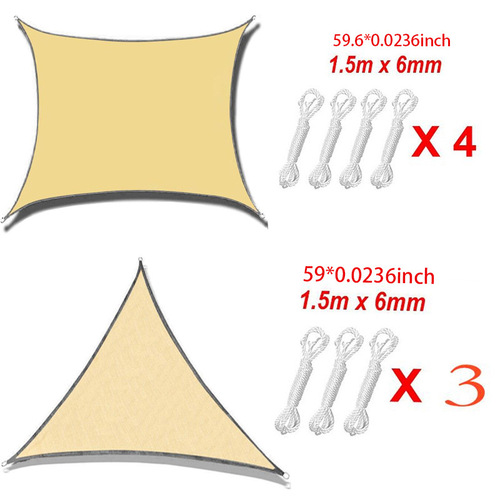 Outdoor four corner sunshade sail triangular sunshade cloth garden courtyard waterproof canopy balcony swimming pool sunshade net multi-color