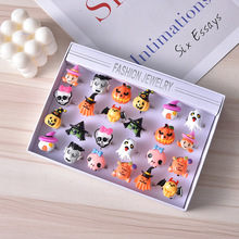 新款万圣节圣诞节儿童发光戒指发光玩具LED夜光南瓜手指灯卡通礼