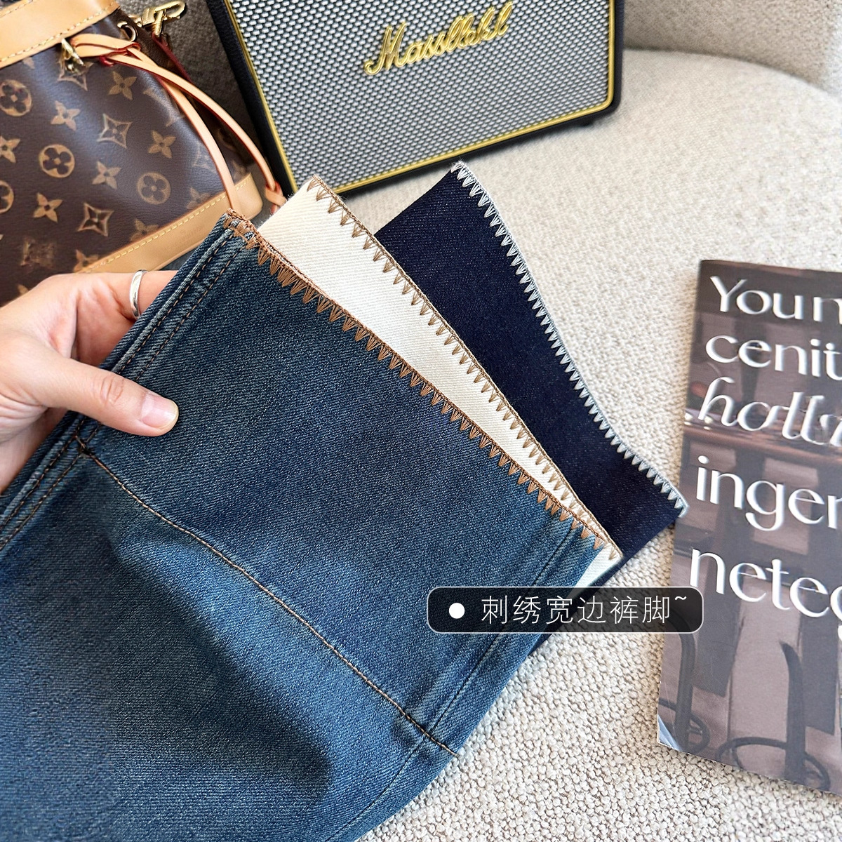 Ju Leg-Shaping Style! Early Autumn Four-Way Stretch Slimming Soft Jeans for Women, Loose Petite Cropped Straight Wide-Leg Pants