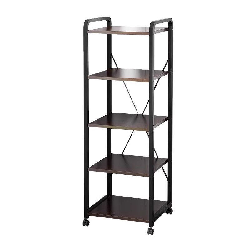 Estante de libros móvil con ruedas de piso estante de almacenamiento multicapa estante de almacenamiento de hierro forjado estante de almacenamiento de sala de estar de oficina estante simple