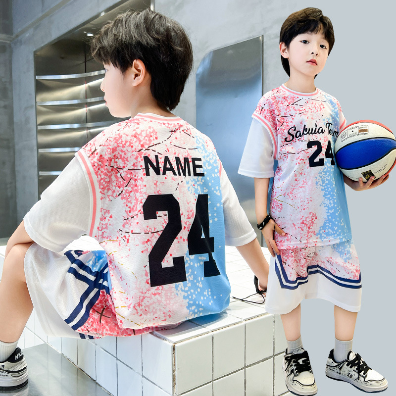 男童篮球服套装儿童夏季24号湖人科比球衣中大童速干假两件训练服