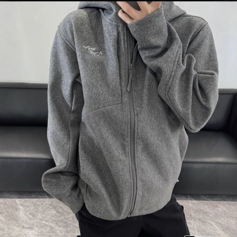 Niaojia Wool Hooded Windproof Soft Shell Jacket Korean Style Trendy Jacket for Men and Women Same Style High Quality Correct Version