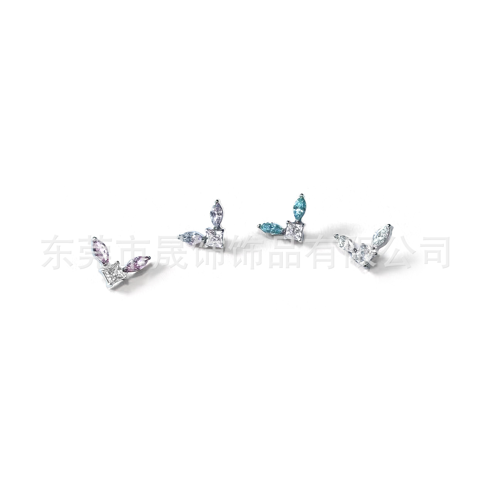 F136钛合金马眼方锆耳钉镶5A锆石耳骨钉G23钛内螺纹唇钉穿刺饰品