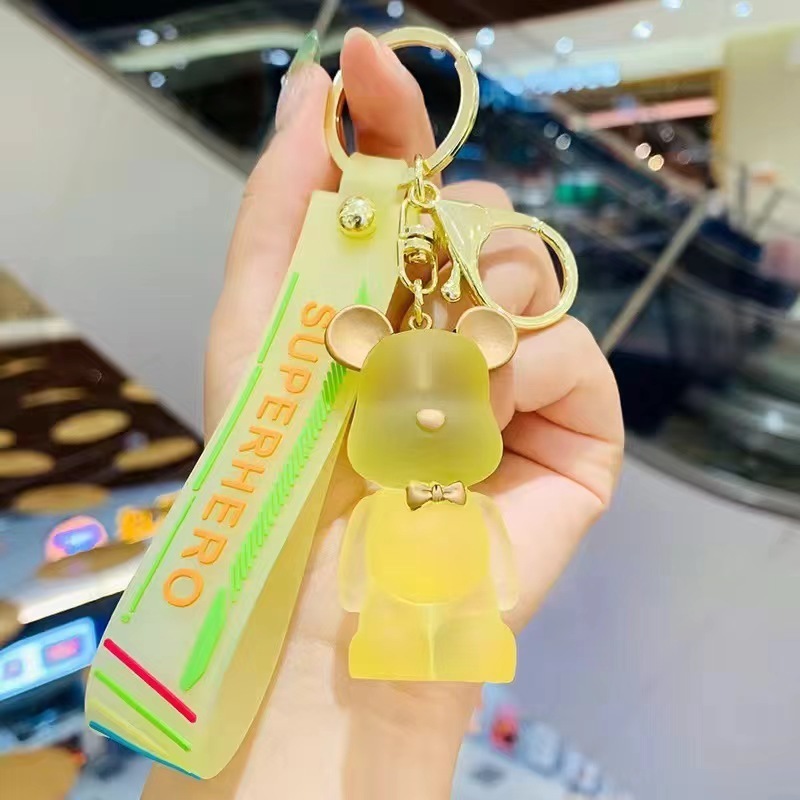 水晶领结熊可爱女钥匙扣创意情侣钥匙链汽车挂件卡通可爱书包挂饰|undefined