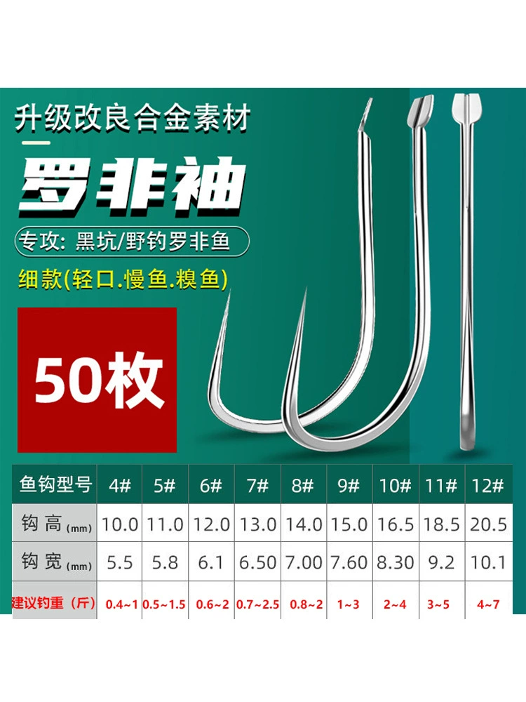 Weiding imported alloy reinforced Luo Fei sleeve hook bulk competition special violent white sleeve long handle hook Luo Fei fish hook