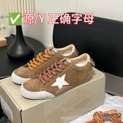 牛皮复古小脏鞋外贸爆款板鞋女双系带运动鞋星星擦色做旧增高板鞋