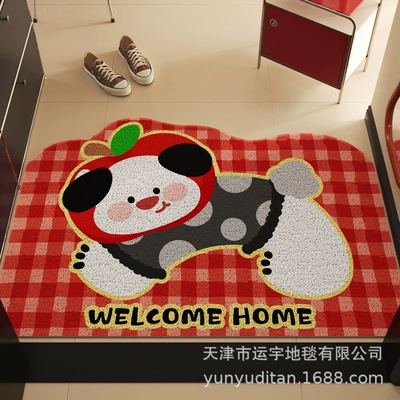 Mat, Mud Scraping, Dirt-Resistant Silk | Avtomobil döşəmə paspasları - red-grid-jumping-square-4060cm
