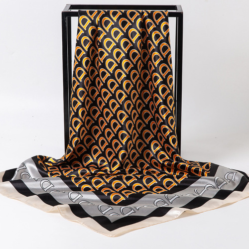 Satin imitation silk scarf autumn and winter new artistic pattern large square scarf extra large super soft women's scarf wholesale
