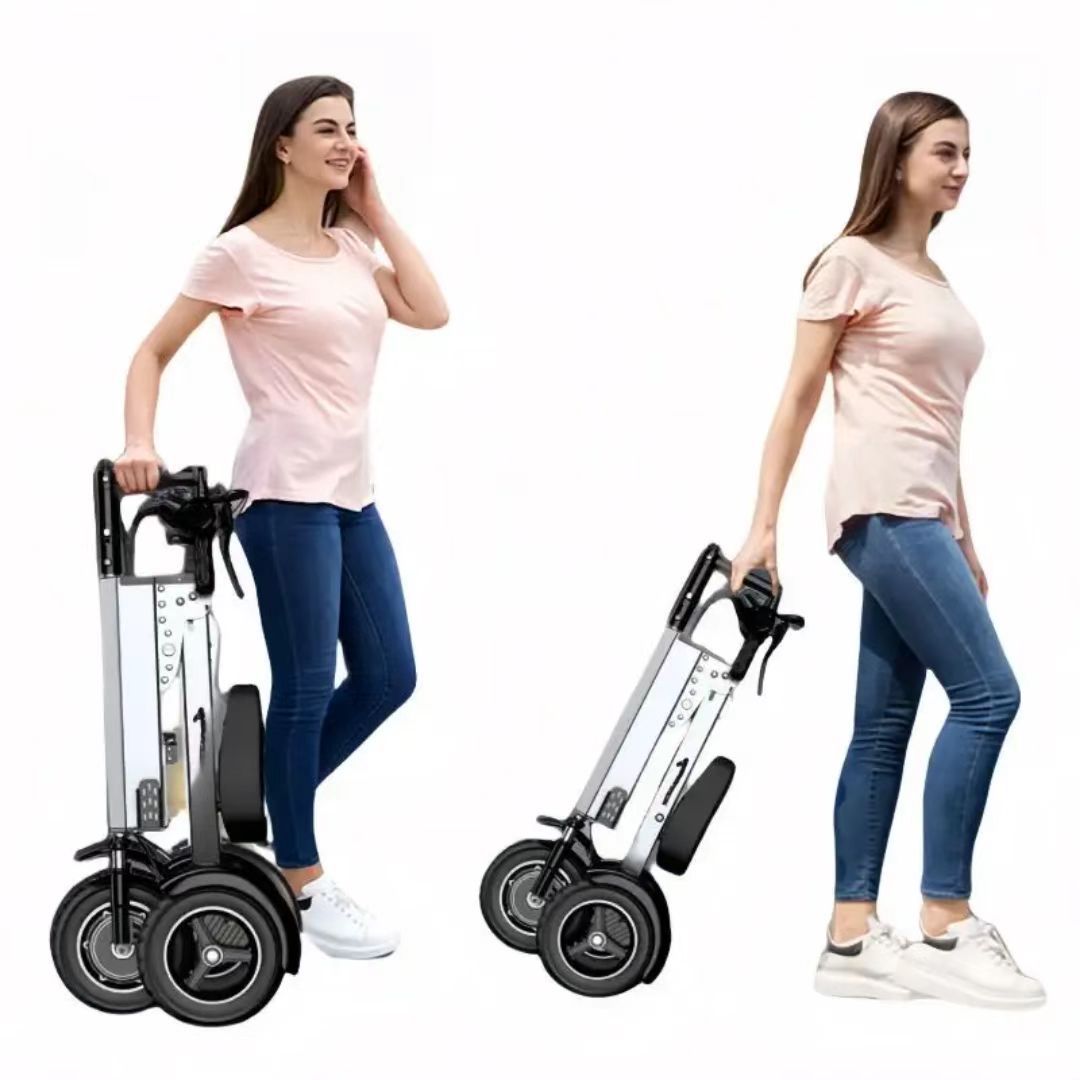 Cross-Border Folding Electric Vehicle, Aluminum Alloy Mobility Scooter, Power-Assisted Electric Tricycle, Small Household Electric Vehicle, Car-Mounted Battery-Powered Vehicle