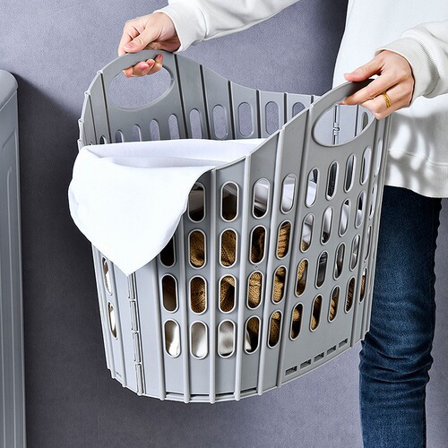 Foldable dirty clothes basket, portable plastic grocery storage basket, multifunctional sundries bathroom organization, foldable dirty clothes basket