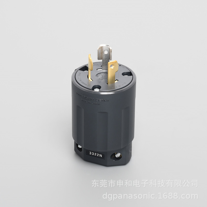 上海销售AMERICAN DENKI美国电机工业插头3322N黑色30A250V现货
